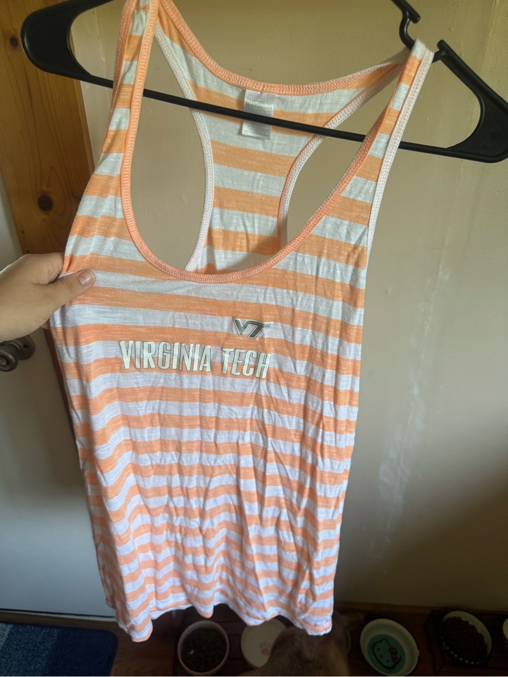 Striped Racerback Tank Top Virginia Tech - orange & White